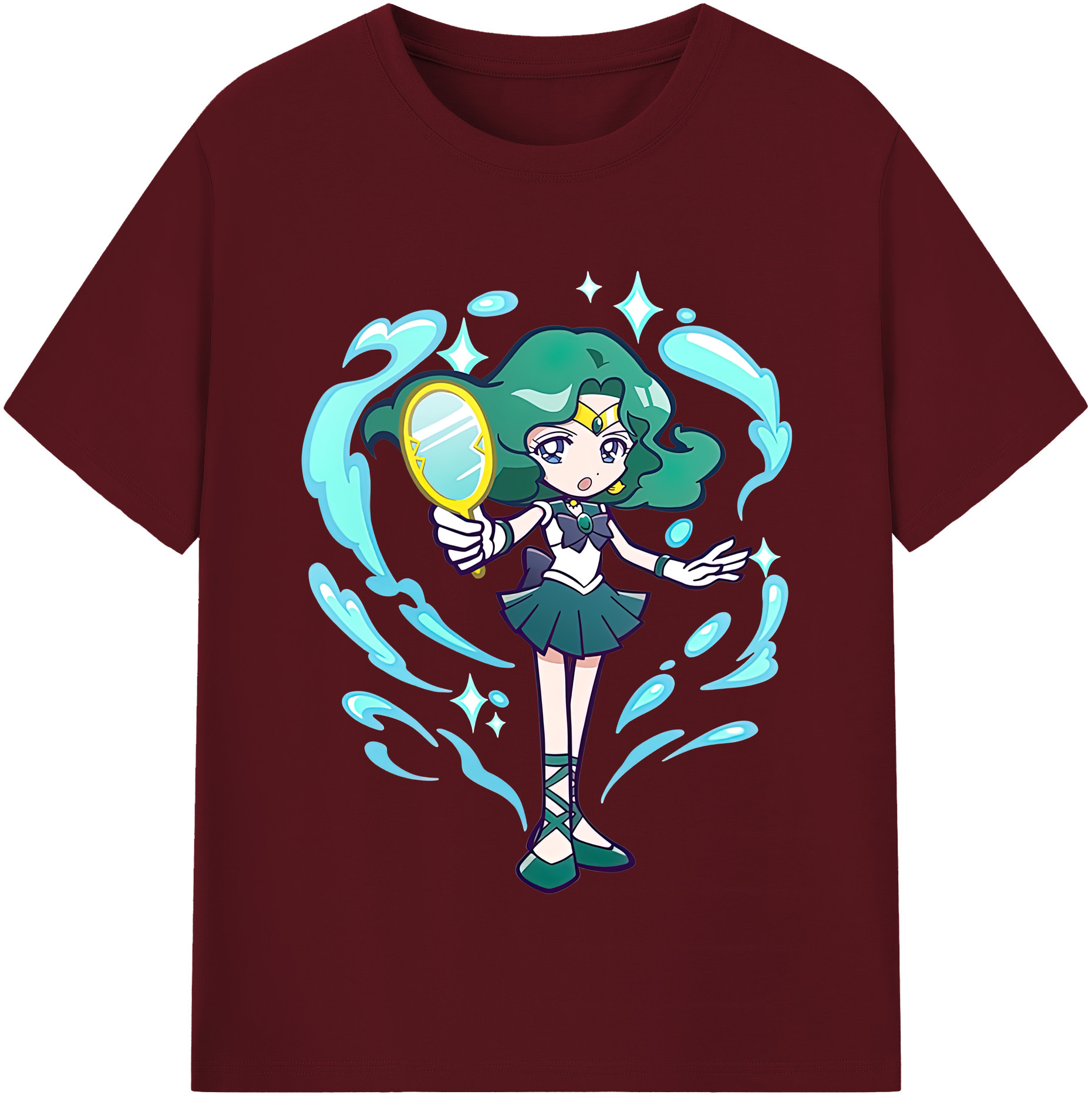 （画像用） 美少女戦士セーラームーン 海王 みちる（かいおう みちる） Sailor Moon Kaiou Michiru 綿100％半袖Tシャツ（フロントプリント）